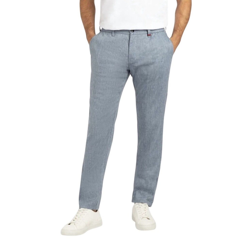 MAC Jeans Linen Blend Lennox Chino Comfort Band Pants 34x32 Modern Fit Preppy
